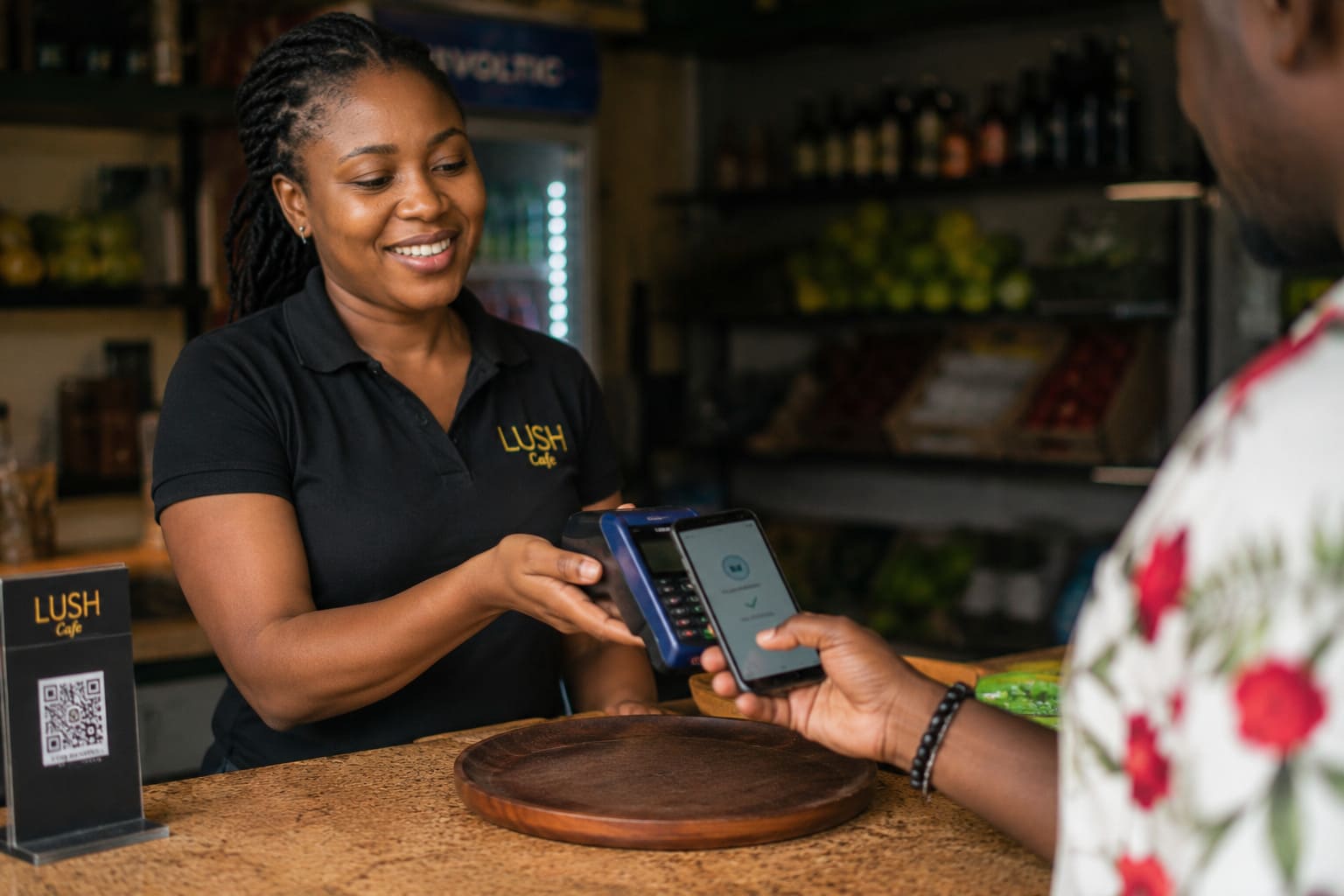 Paying at a café