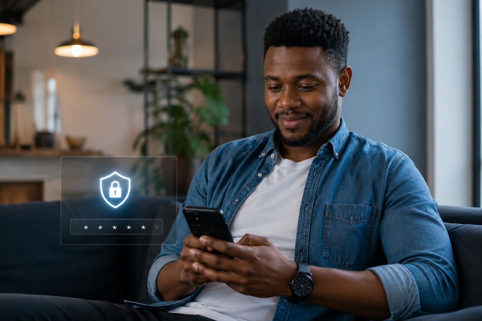 A person looking calm and secure