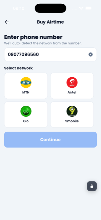 Buy airtime — pick MTN, Airtel, Glo or 9mobile